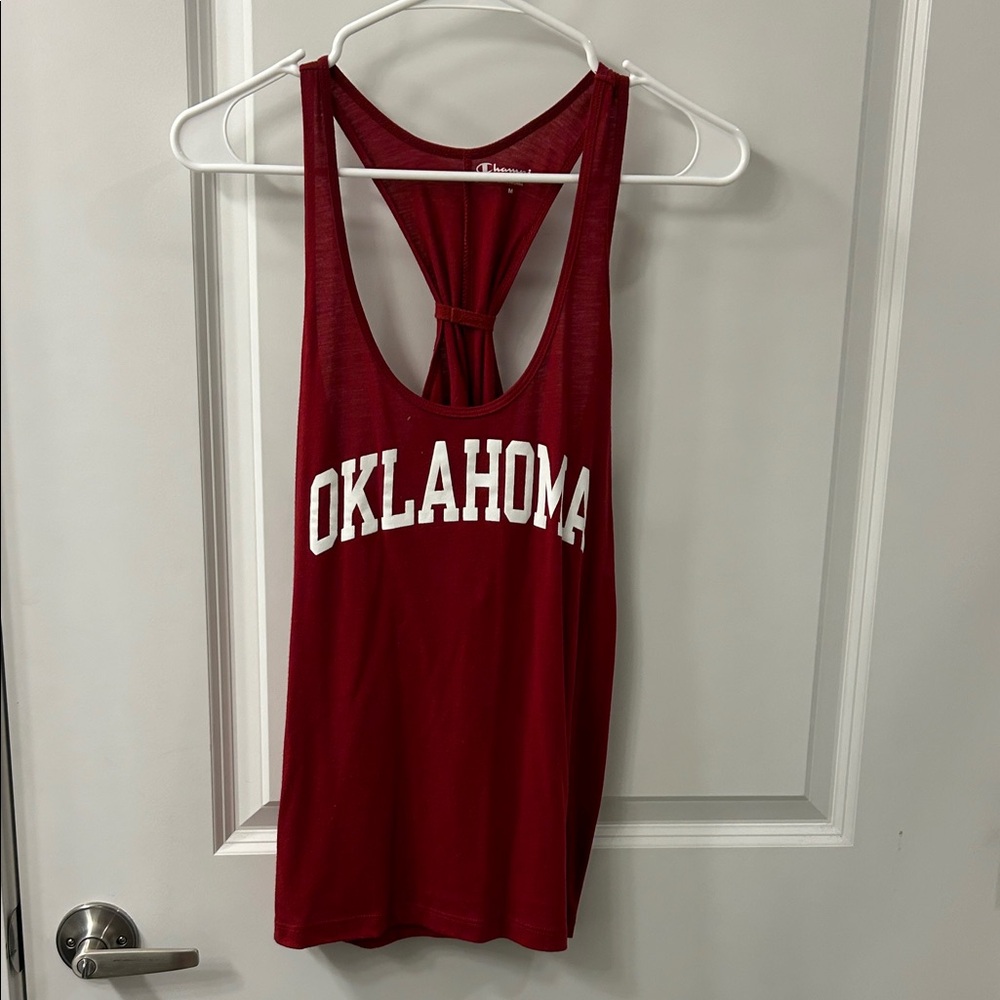 Women’s Champion Red Oklahoma Tank Top (medium)